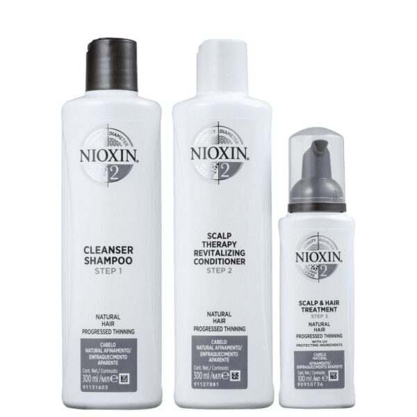 Nioxin System 2 KIT 3 em 1 Shampoo 300ml + Condicionador 300ml + Scalp 100ml